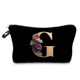 woloong  Flower & Letter Print Cosmetic Bag, Zipper Portable Makeup Pouch, Lightweight Coin Purse