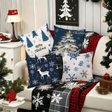 4-Pack 18x18 Inch Contemporary Christmas Throw Pillow Covers with Zipper Closure, Hand Washable Polyester, Woven Festive Print Design for Living Room Sofa Decoration (Pillow Inserts Not Included)