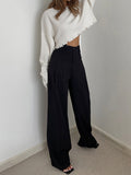 woloong- Leisure Pleated Wide Leg Dress Pants