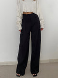 woloong- Leisure Pleated Wide Leg Dress Pants