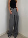 woloong- Leisure Pleated Wide Leg Dress Pants