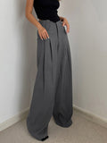 woloong- Leisure Pleated Wide Leg Dress Pants