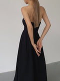 woloong - Contour Piping Strapless Tank Long Dress