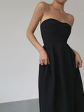 woloong - Contour Piping Strapless Tank Long Dress