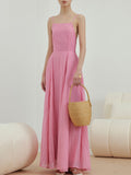 woloong - Cherry Blossom Tied Open Back Long Dress