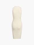 woloong - Twist Rib Mockneck Bodycon Short Dress