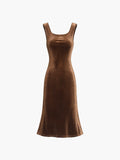 woloong - Paradise Feeling Velvet Zippered Midi Dress