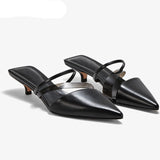 woloong   New Fashion Brand Low Heel Slippers Women Slip On Pointed Toe Thin Heel Slides Outdoor Casual Mules Ladies Dress Shoes