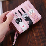 woloong Women Cute Cat Wallet Small Zipper Girl Wallet Brand Designed Pu Leather Women Coin Purse Female Card Holder Wallet Billetera