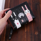 woloong Women Cute Cat Wallet Small Zipper Girl Wallet Brand Designed Pu Leather Women Coin Purse Female Card Holder Wallet Billetera