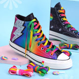 woloong   Flat Shoelaces Rainbow Colour Shoe Laces Casual Canvas Shoes Colorful Shoelace Print Gradient Suitable for All Unisex 1 Pair