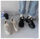 woloong  Spring New Reflect Vulcanize Shoes Light Platform Daddy Shoes Woman Harajuku Joker Wind Sneakers for Female Casual Shoes
