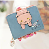 woloong Women Cute Cat Wallet Small Zipper Girl Wallet Brand Designed Pu Leather Women Coin Purse Female Card Holder Wallet Billetera