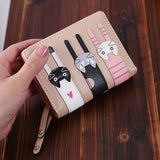 woloong Women Cute Cat Wallet Small Zipper Girl Wallet Brand Designed Pu Leather Women Coin Purse Female Card Holder Wallet Billetera