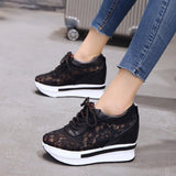 Hot Sales  Summer New Lace Breathable Sneakers Women Shoes Comfortable Casual Woman Platform Wedge Shoes