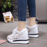 Hot Sales  Summer New Lace Breathable Sneakers Women Shoes Comfortable Casual Woman Platform Wedge Shoes