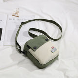 woloong Mini Shoulder Bag Female Small Canvas Fashion Canvas Cross Body Bag Casual Handbag Simple Zipper Purse Coin Bag