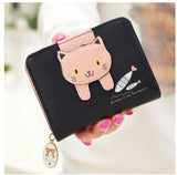 woloong Women Cute Cat Wallet Small Zipper Girl Wallet Brand Designed Pu Leather Women Coin Purse Female Card Holder Wallet Billetera