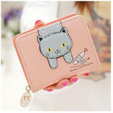 woloong Women Cute Cat Wallet Small Zipper Girl Wallet Brand Designed Pu Leather Women Coin Purse Female Card Holder Wallet Billetera