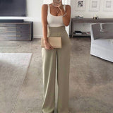 woloong Color Matching Women Sling Loose Jumpsuit High Waist Straight Female Casual Jumpsuits Summer Fashion Office Ladies Clothes