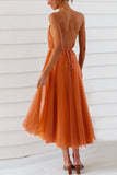 woloong Tonight’s the Night Lace Dress - Orange