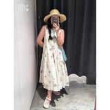 Large size sweet floral vest dress cardigan women's spring and summer fat mm  gentle wind loose belly cover dress
