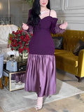 2025 spring and summer New Popular trade Middle East women's clothing independent station ebay sexy splicing feather pendulum ball evening dress