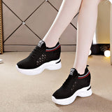 woloong Women's Increasing Insole Summer White High Platform Sneakers