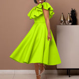 WOLOONG D367 2025 women's clothing independent station summer fashion temperament ruffle leaf edge large skirt banquet dress dress New dress