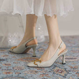 woloong Women's Summer Morandi With Toe Box Back Open Heels