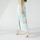 2025 2025 new split pleated skirt women's loose and thin high waist medium and long versatile straight hip skirt