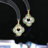 2025 Medieval real gold electroplated ring flower ear buckle niche design earrings light luxury high-end  retro earrings