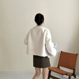 2025 friendly mink round neck high-end single-breasted short pocket imitation mink coat ferret jacket warm autumn and winter women