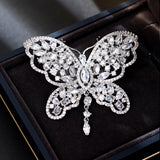 2025 High-end zircon hollow butterfly brooch for women's high-end sense of light luxury atmosphere smart coat jacket pin accessories