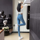 Light Blue Skinny Jeans for Women 2025 New High Waist Slimming All-Matching Stretch Slim Fit Pencil Trousers