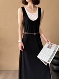 2025  spring new sleeveless U-neck design dress women's inner vest two-piece set 9195