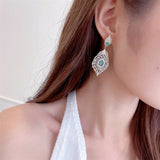 2025 new S925 silver needle earrings wholesale heavy industry luxury atmosphere micro zircon retro feather leaf earrings