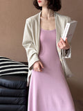 2025  spring new Korean version knitted sweater women's long thin waist design temperament suspender skirt 128-1