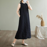 Temperament round neck sleeveless vest dress women's  summer new loose texture high-end exquisite long dress