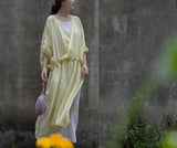 Shan Qian Nianyi, summer Mori breathing long dress, ramie literary and art style robe, travel style Zen style dress