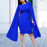 WOLOONG D468  New Hot Trade Fashion Temperament Elegant OL Long Sleeve Pleated Hip Wrap Elegant African Dress