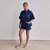2025 Popular trade New  summer,  women's clothing casual retro loose shirt denim shorts set