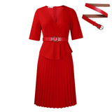 WOLOONG D520  Hot Trade Women's Clothing New New Fashion Large Size Temperament Tongle V-Neck Pleated African Dress