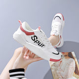 woloong Women's Trendy Korean Style White Summer Breathable Sneakers