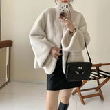 2025 friendly mink solid color stand-up collar large cuffs shoulder sleeves imitation fur imitation mink coat ferret coat autumn and winter