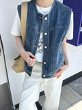 2025  spring new Korean version round neck design sense casual breasted sleeveless fashion versatile vest jacket 1925