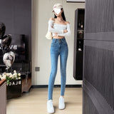 Light Blue Skinny Jeans for Women 2025 New High Waist Slimming All-Matching Stretch Slim Fit Pencil Trousers