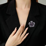 2025 jewelry new court heavy industry luxury flower brooch inlaid with zircon temperament fashion versatile clothing accessories