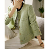 2025 Wool tweed Xiaoxiangfeng jacket  new autumn short candy green top women's spring wholesale