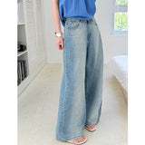 2025  summer new loose straight washed wide-leg jeans show thin and long legs versatile 66595-1
